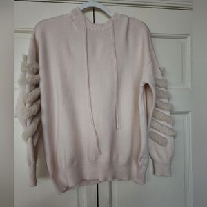 Elegant Pink Sweater with Fur Accents.New No Tag